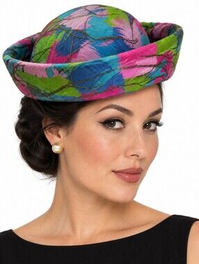 Vintage 1960s Bullock’s Pasadena Feather Hat Sculptural Mod Cocktail